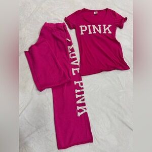Unique Bright Pink PINK Victorias Secret Set